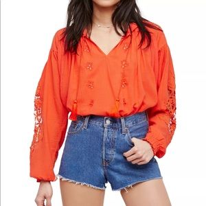 Free people Tropical Summer knit Blouse